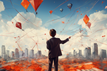 mquinteroai_the_businessman_boy_with_a_kite_flying_in_front_of